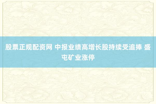 股票正规配资网 中报业绩高增长股持续受追捧 盛屯矿业涨停