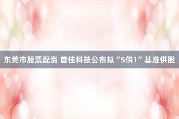 东莞市股票配资 首佳科技公布拟“5供1”基准供股