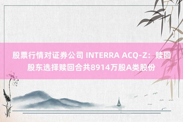 股票行情对证券公司 INTERRA ACQ-Z：赎回股东选择赎回合共8914万股A类股份