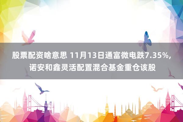 股票配资啥意思 11月13日通富微电跌7.35%, 诺安和鑫灵活配置混合基金重仓该股
