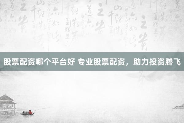 股票配资哪个平台好 专业股票配资，助力投资腾飞