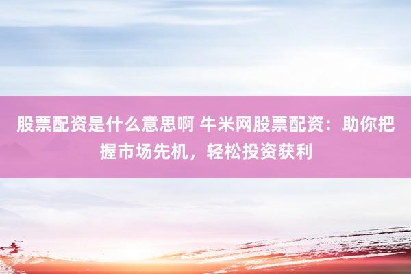 股票配资是什么意思啊 牛米网股票配资：助你把握市场先机，轻松投资获利