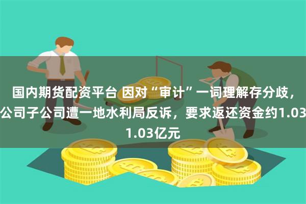 国内期货配资平台 因对“审计”一词理解存分歧，上市公司子公司遭一地水利局反诉，要求返还资金约1.03亿元